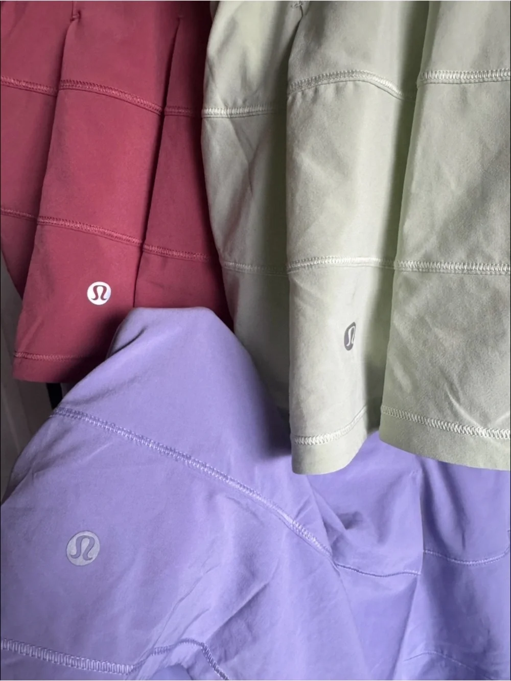 3 Lululemon Mid-Rise Pace Rival Skirts in Brier Rose, Kohlrabi Grn, Lilac Smk, 6